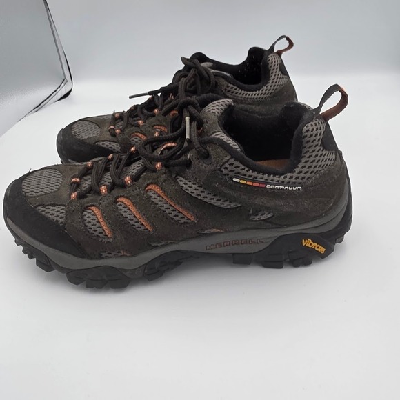 Merrell Moab 3 Low Hiking Shoes Men's Dark Brown Orange Vibram Sole Size 7 - Picture 2 of 5